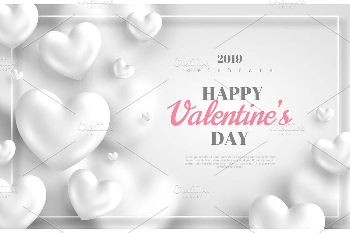 White Valentines Day background in Illustrations - product preview 8