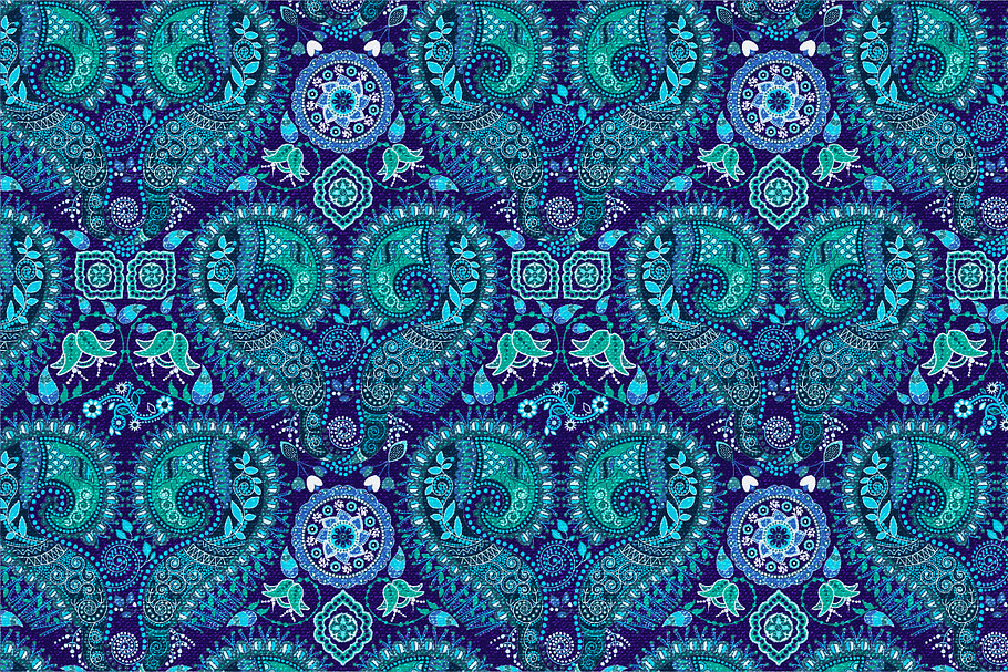 Blue Ornamental Seamless Pattern in Patterns - product preview 8