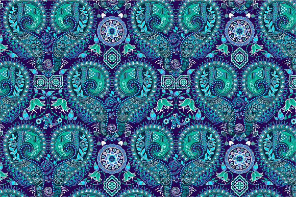Blue Ornamental Seamless Pattern in Patterns - product preview 1