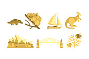 Australia traveling icons set