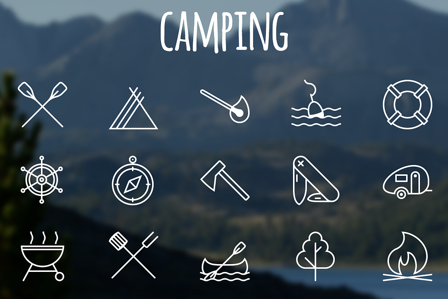 Camping icons in Holiday Icons - product preview 8