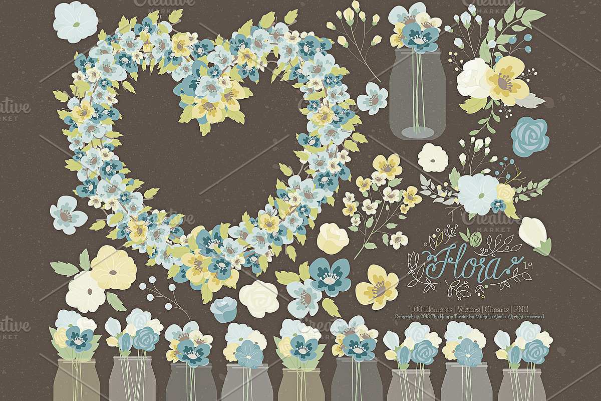 Flower Clipart and Vector – Flora 19 in Illustrations - product preview 8