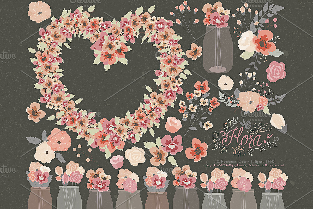 Flower Clipart and Vector – Flora 20 in Illustrations - product preview 8