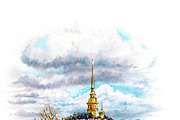 Watercolor Saint Petersburg, Russia