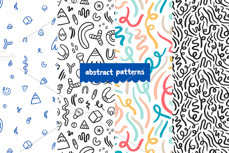 Abstract doodle seamless patterns in Patterns - product preview 8