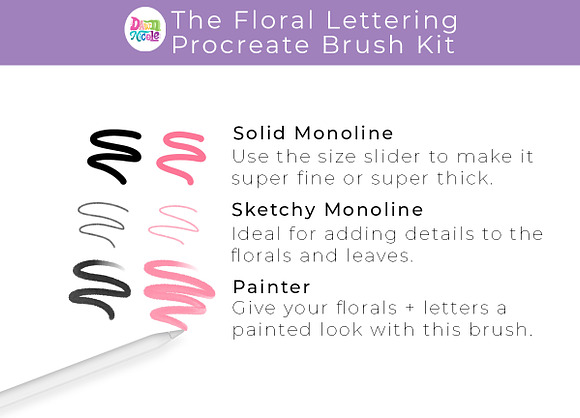 Floral Lettering Procreate Brush Kit in Photoshop Brushes - product preview 1