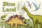 Dino Land. Big graphic set.