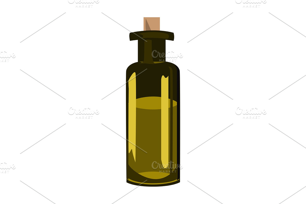 Green olive oil bottle over white in Objects - product preview 8