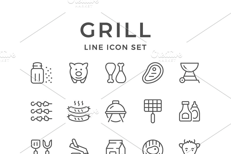 Set line icons of grill in Icons - product preview 8