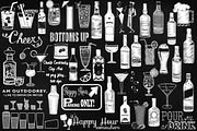 Chalk Sketchy Cocktails Clip Art