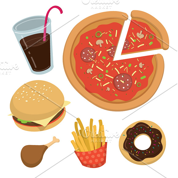 Assorted fast food vector set in Illustrations - product preview 1