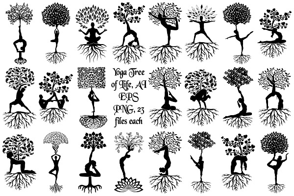 Yoga Tree of Life AI EPS PNG