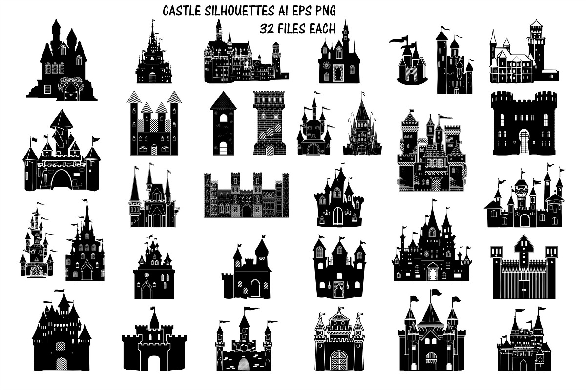 Castle Silhouettes AI EPS PNG in Illustrations - product preview 8