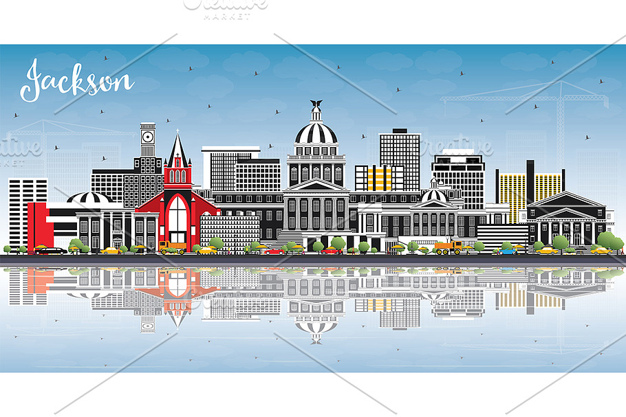 Jackson Mississippi City Skyline  in Illustrations - product preview 8