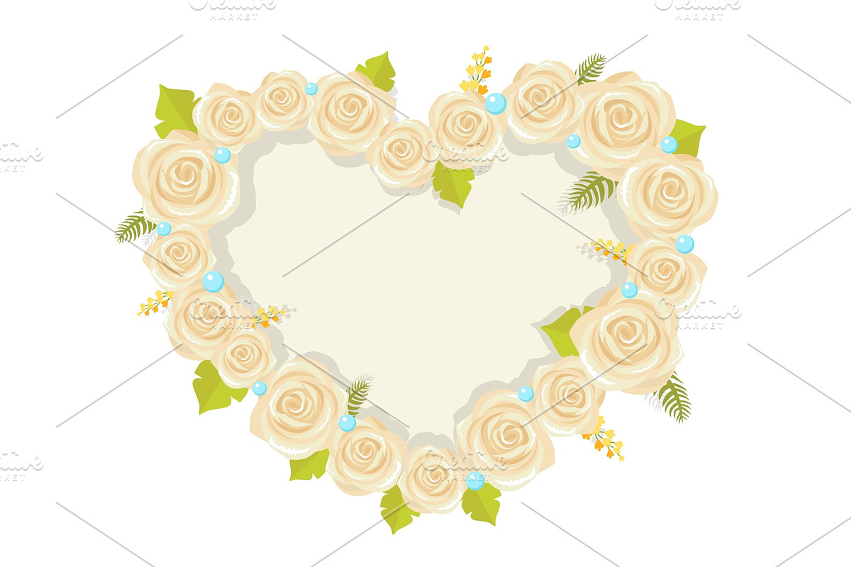 Heart Made of White Roses Vector in Illustrations - product preview 8