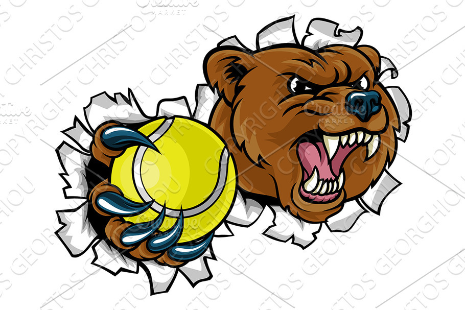 Bear Holding Tennis Ball Breaking