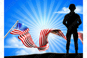 Patriotic Soldier American Flag