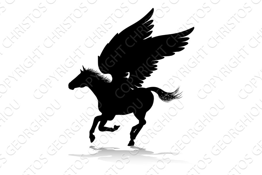 Pegasus Silhouette Mythological in Illustrations - product preview 8