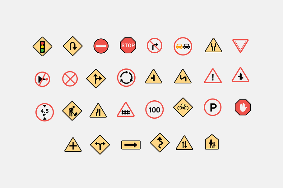 30 Traffic Sign Icons