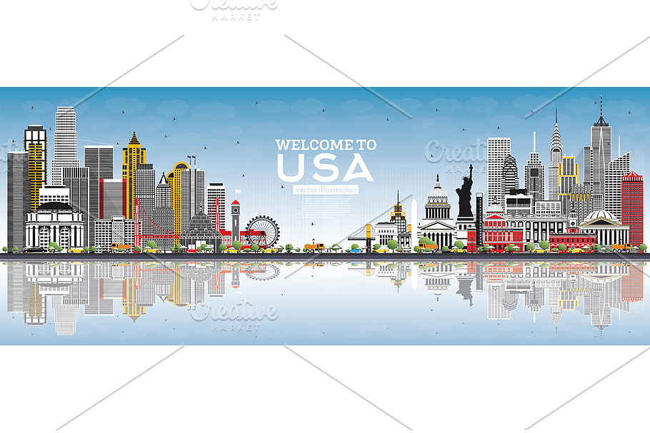 Welcome to USA Skyline  in Illustrations - product preview 8