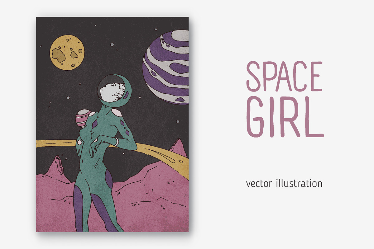 Space girl illustration in Illustrations - product preview 8