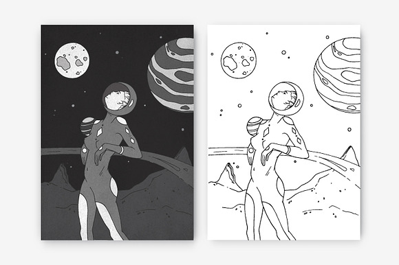Space girl illustration in Illustrations - product preview 1