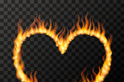 Fire flames in heart shape