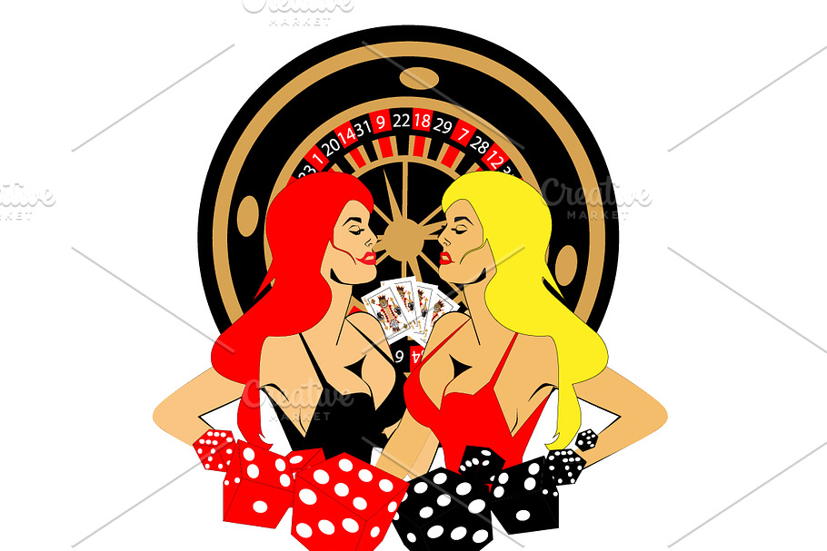 Casino logo with blond and red hair 