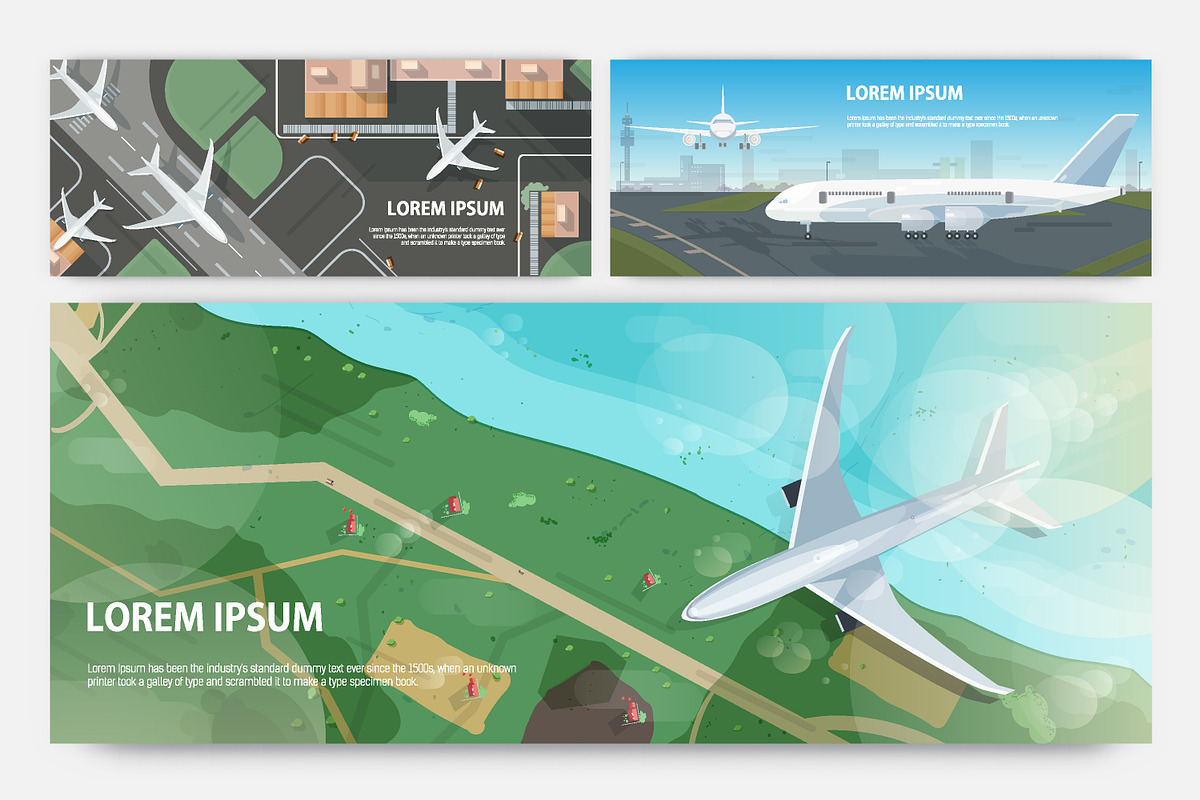 Airplane banners set in Illustrations - product preview 8