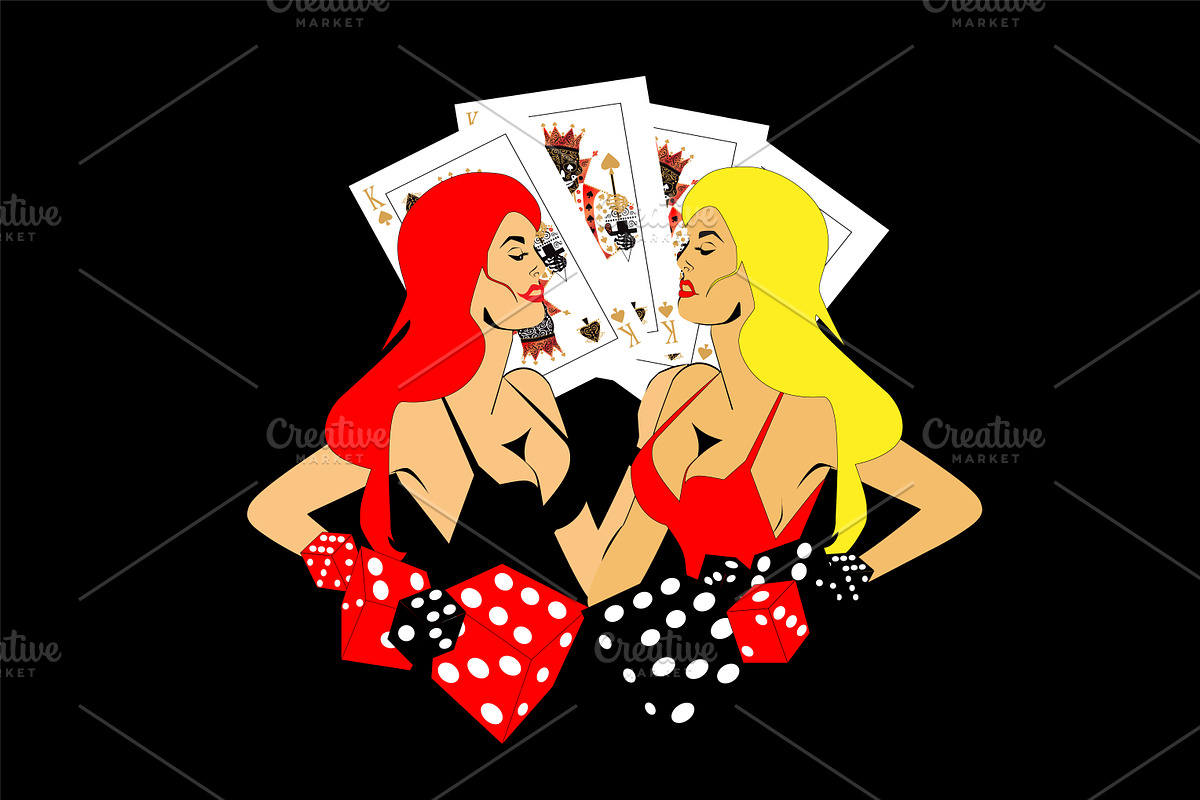 Casino logo with blond and red hair  in Graphics - product preview 8