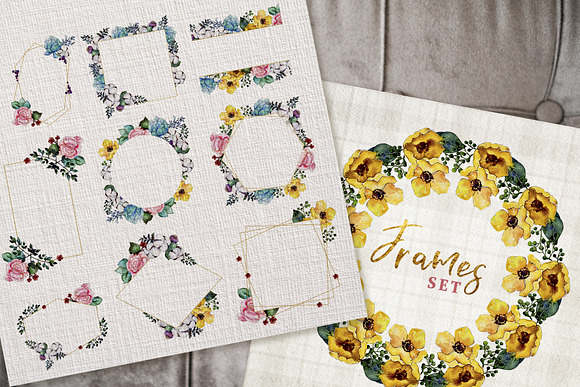 Bouquets yellow Watercolor png in Illustrations - product preview 5