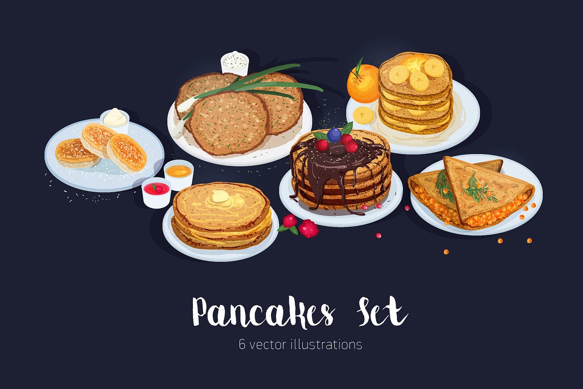 Pancakes set in Illustrations - product preview 8