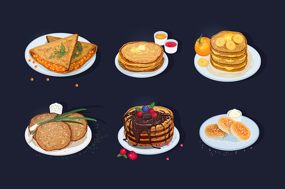 Pancakes set in Illustrations - product preview 1