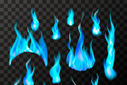 Blue gas fire flames 