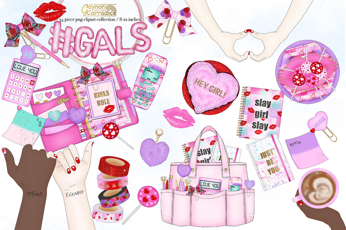 Galentine - Valentines clipart in Illustrations - product preview 8