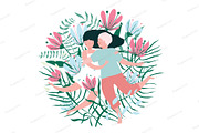 Flowers and Lovers Valentine Card