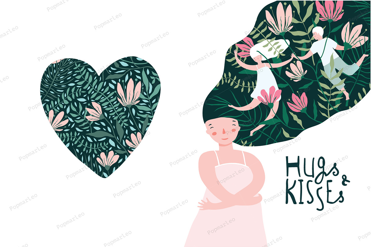 Hugs and Kisses Girl Lover Dream in Illustrations - product preview 8