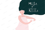 Hugs and Kisses Girl Greeting Card