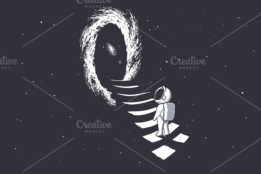 astronaut climbs into wormhole in Illustrations - product preview 8