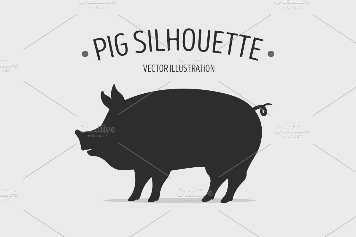 Pig Silhouette in Illustrations - product preview 8