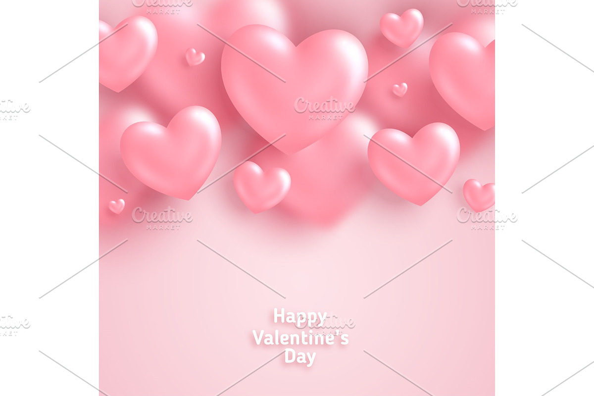 Pink Valentine hearts in Illustrations - product preview 8