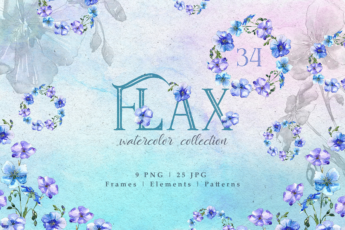 FLAX Watercolor png in Illustrations - product preview 8