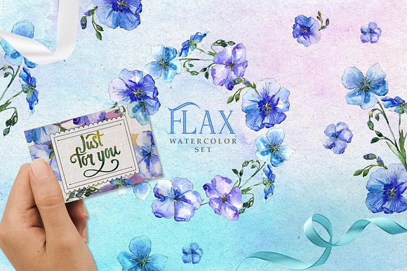 FLAX Watercolor png in Illustrations - product preview 5