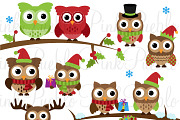 Cute Christmas Owl Clipart & Vectors