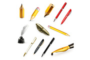 Pens and pencils icons
