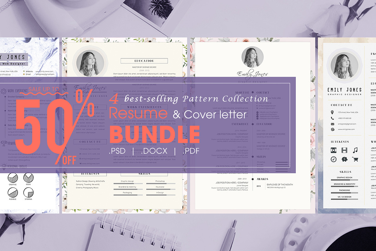 Resume CV Pattern Bundle in Resume Templates - product preview 8