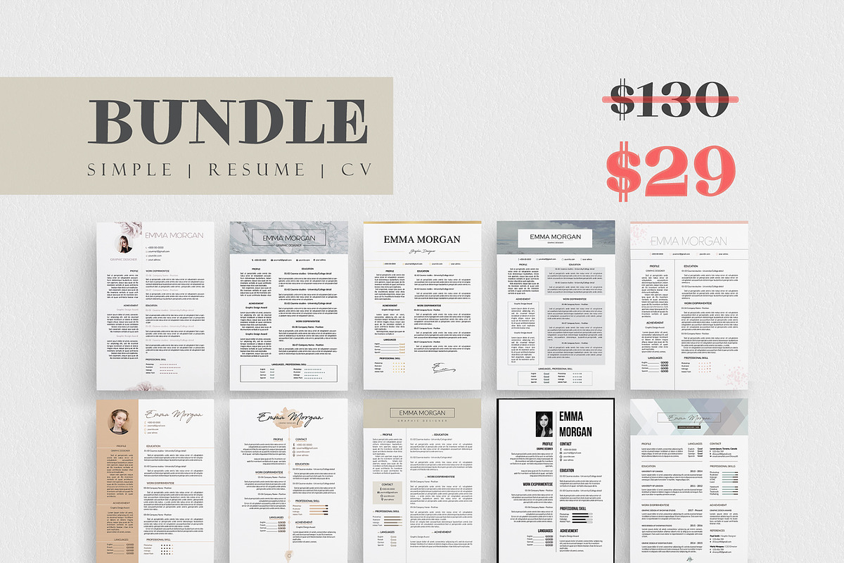 Simple Resume BUNDLE Template M in Resume Templates - product preview 8