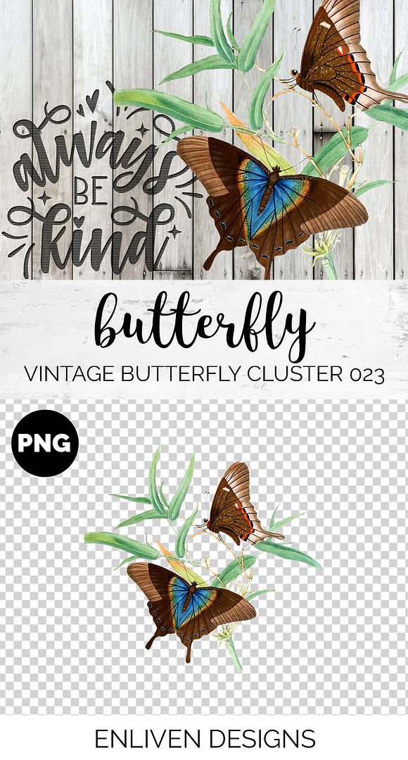 Vintage Butterfly Cluster Watercolor in Illustrations - product preview 1