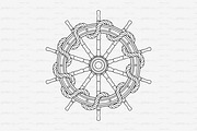 vector outline handwheel with rope