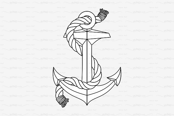vector outline Anchor  rope